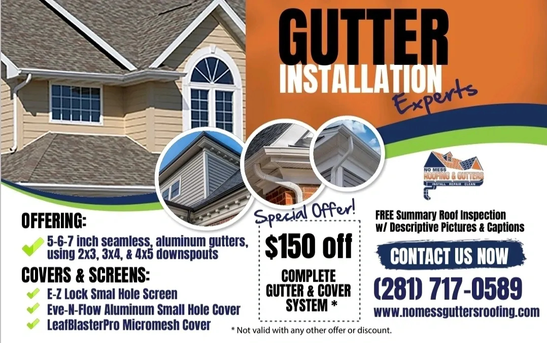 Gutter Installation - No Mess Gutters & Roofing Services Inc