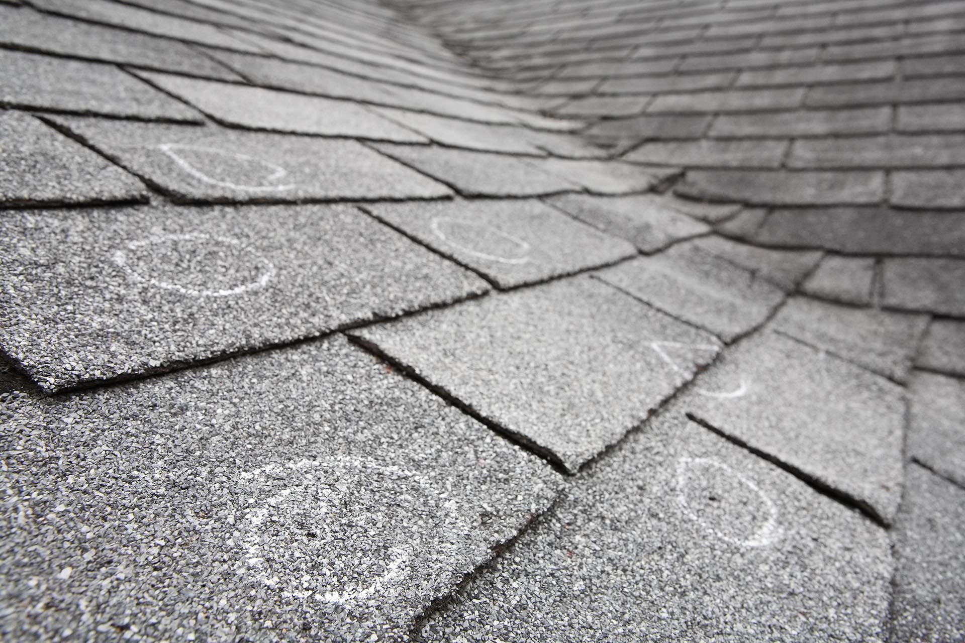Marking Roof Damage on shingle roof